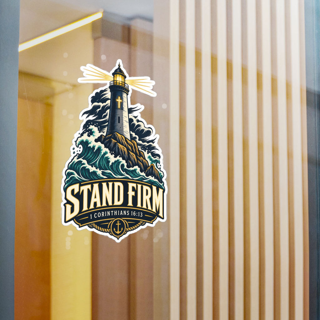 Stand Firm Lighthouse Vinyl Decal – 1 Corinthians 16:13 Christian Sticker