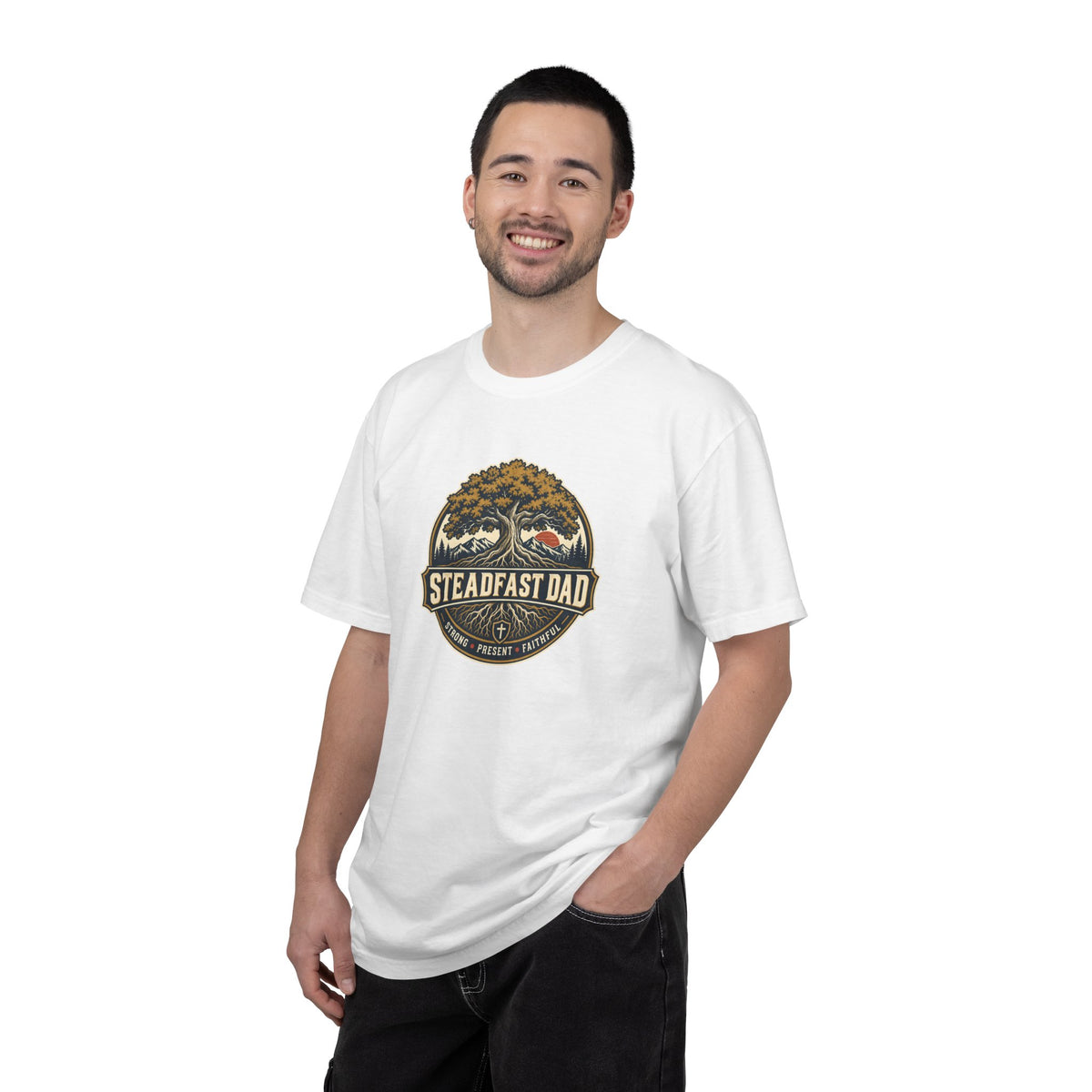 Steadfast Dad T-Shirt | Strong, Present, Faithful