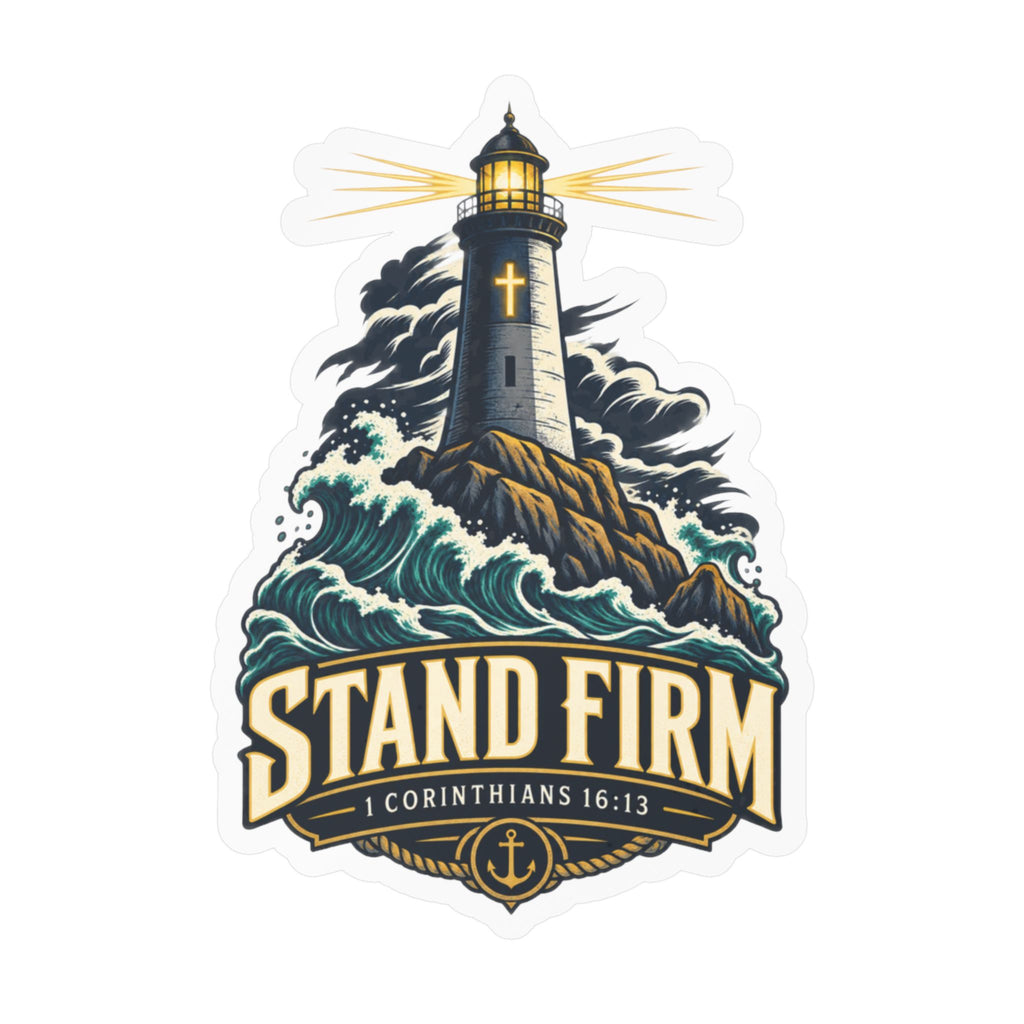 Stand Firm Lighthouse Vinyl Decal – 1 Corinthians 16:13 Christian Sticker