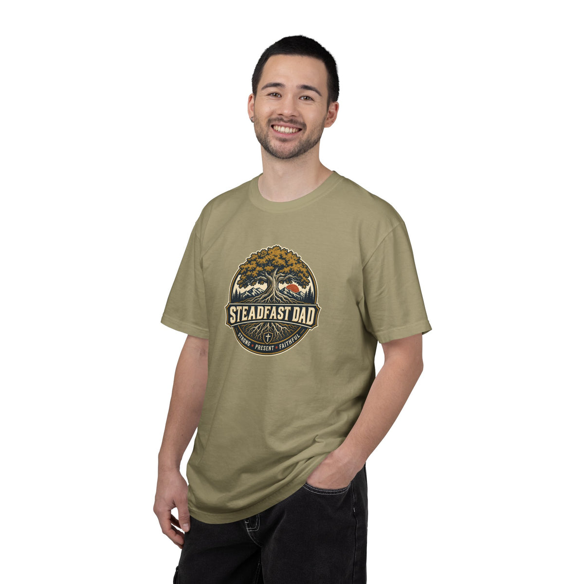 Steadfast Dad T-Shirt | Strong, Present, Faithful
