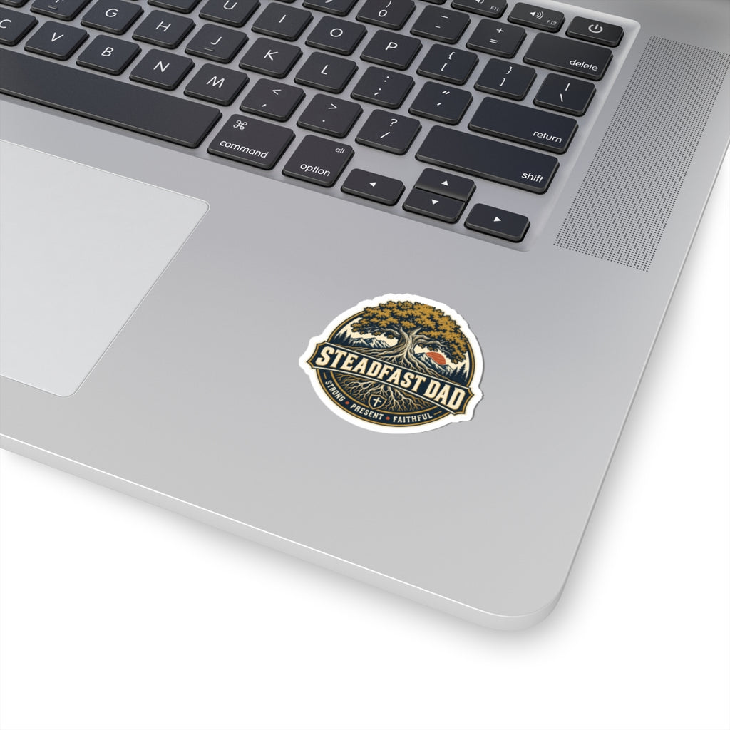 Steadfast Dad Sticker — Tree & Roots 'Strong • Present • Faithful'