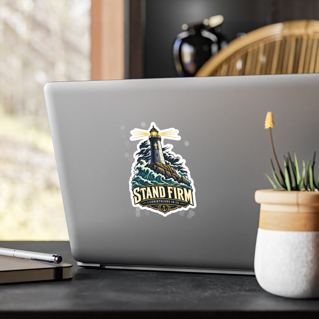 Stand Firm Lighthouse Vinyl Decal – 1 Corinthians 16:13 Christian Sticker