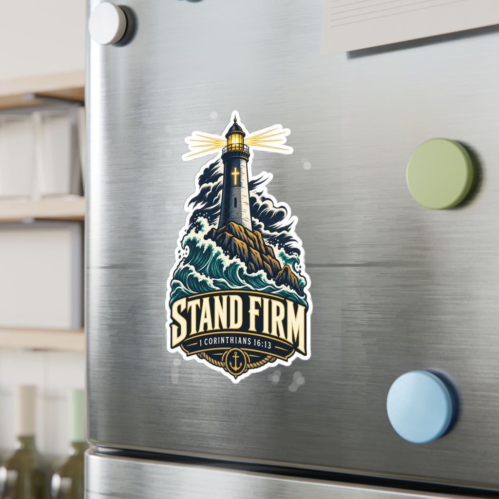 Stand Firm Lighthouse Vinyl Decal – 1 Corinthians 16:13 Christian Sticker